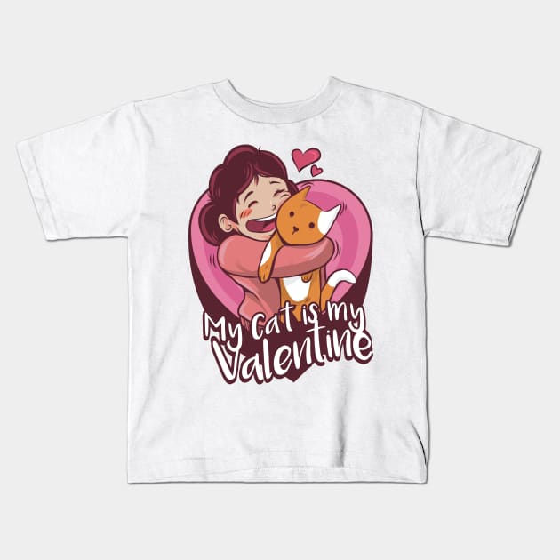 My Cat is My Valentine Day Valentine Cat Gifts for Women Kids T-Shirt by barranshirts